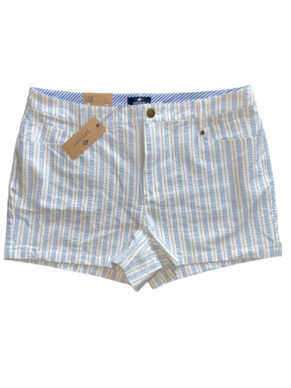 Sperry NWT Women's Blue/White Striped Seersucker Shorts, Size 8